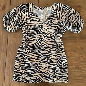 Nicholas Linen Zebra Mini Dress
